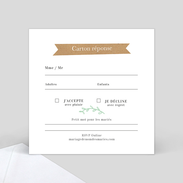 Carte Réponse de Mariage Promenade Champêtre Verso