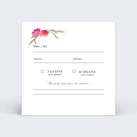 Carton Réponse Mariage Ronde de Fleurs