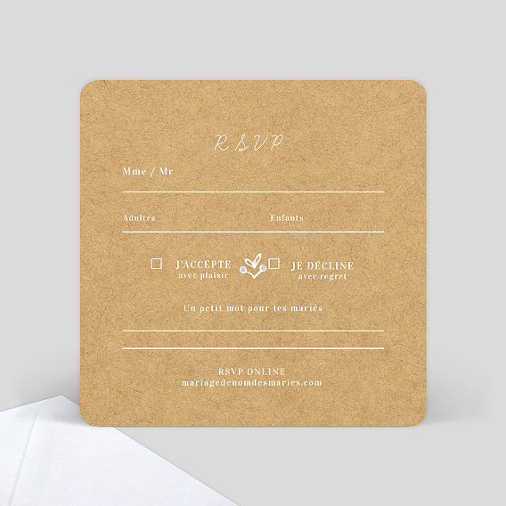 Carton réponse mariage Timeline Dentelle Verso