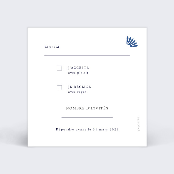 Carton réponse mariage Azulejos Verso