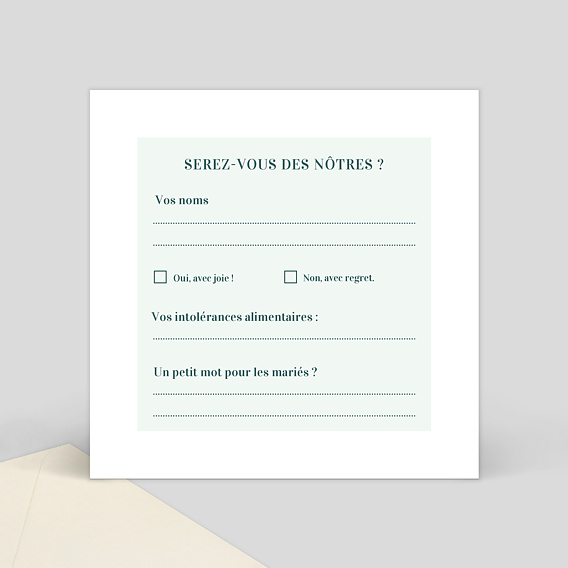 Carton réponse mariage Badinage Verso