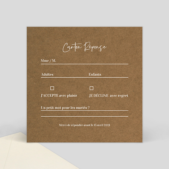 Carton réponse mariage Bohème Verso
