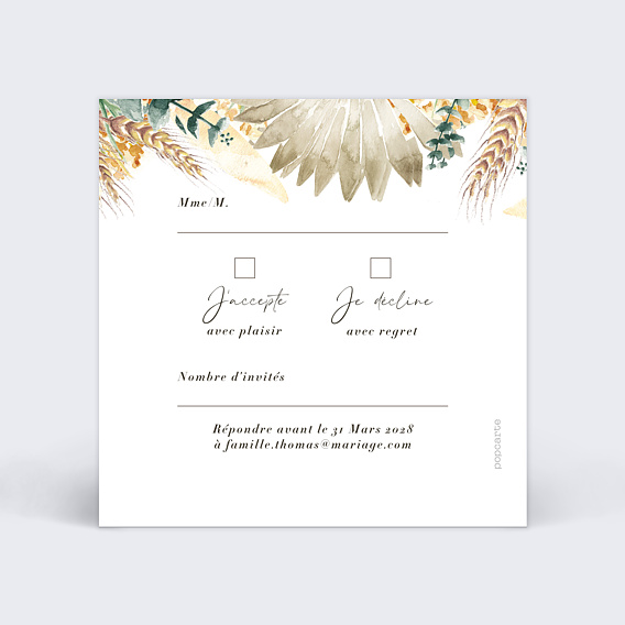 Carton réponse mariage Bohemia Verso