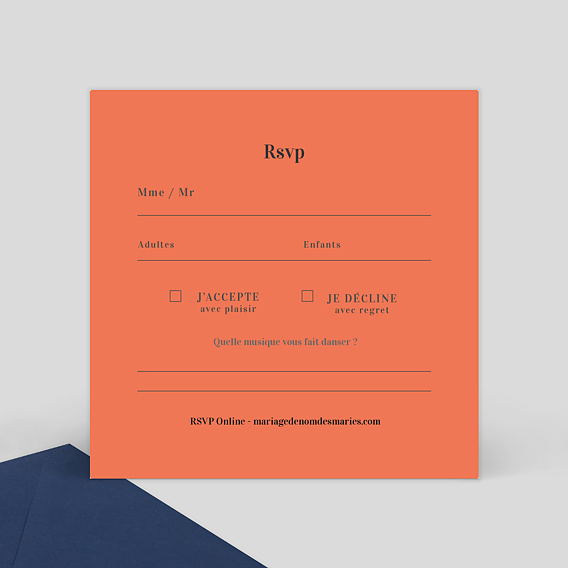 Carton réponse mariage Bois Flotté Verso