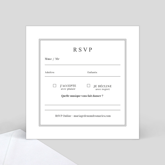 Carton réponse mariage Cadre Double Verso