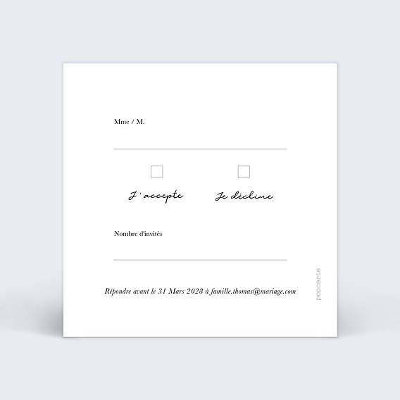 Carton réponse mariage Couronne Champêtre Aquarelle Verso