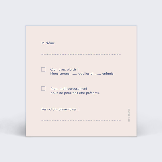 Carton réponse mariage Dessin à la main Verso