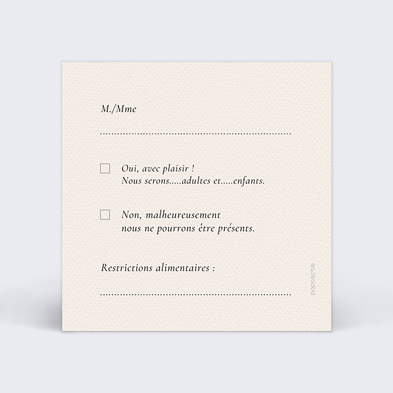 Carton réponse mariage Domaine Verso
