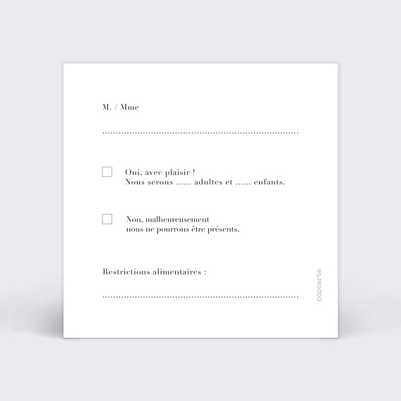 Carton réponse mariage Éveil des fleurs Verso