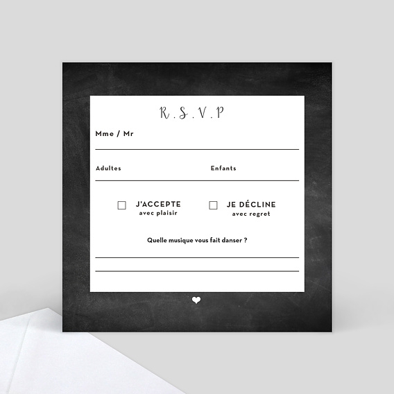 Carton réponse mariage Jolie Craie Verso