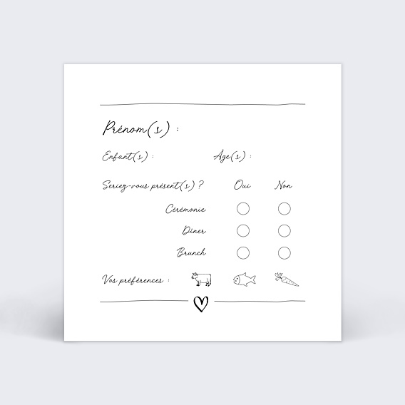 Carton réponse mariage Message Humoristique Verso