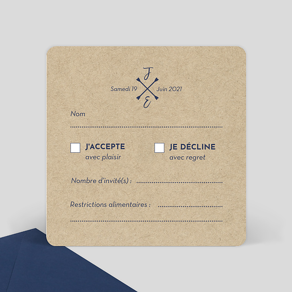 Carton réponse mariage Notre Histoire Verso