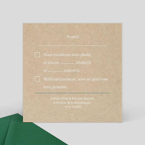 Carton réponse mariage Ombrage Verso