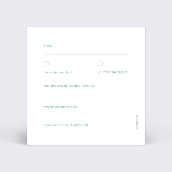 Carton réponse mariage Oui Coloré Verso