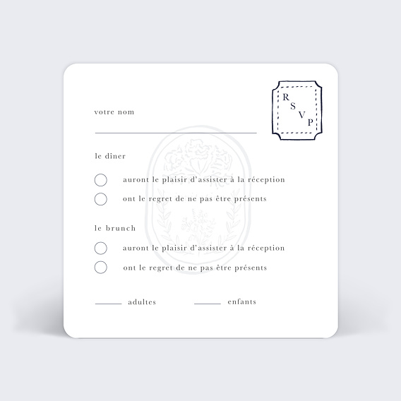 Carton réponse mariage Passeport Verso