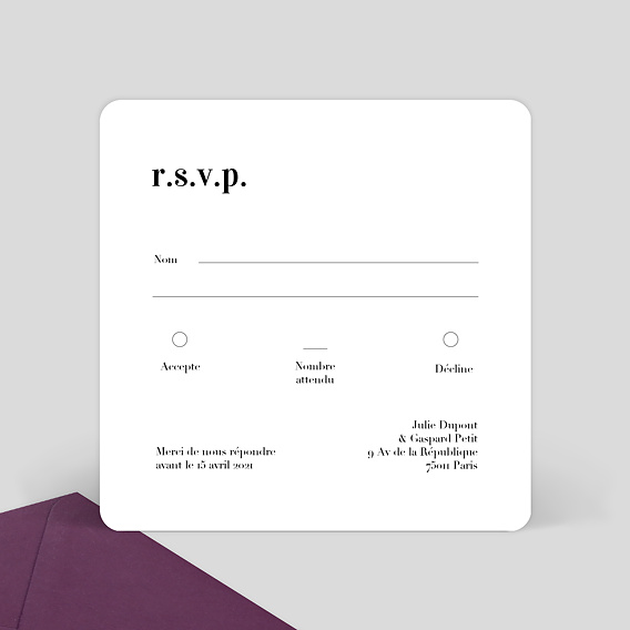 Carton réponse mariage Sahara Verso