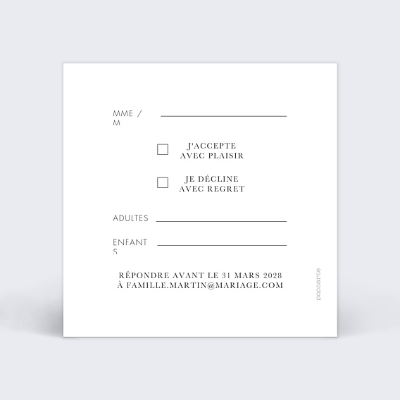 Carton réponse mariage Tournesol Verso