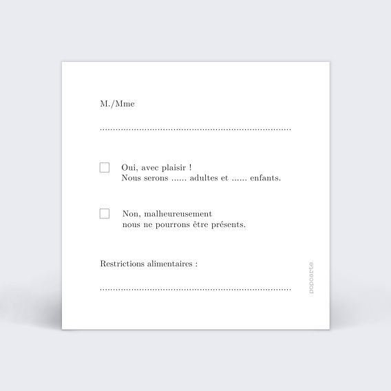 Carton réponse mariage Végétal Classique Verso