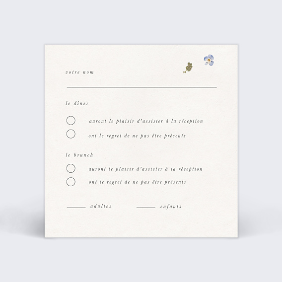 Carton réponse mariage Fleurs Pressées Verso