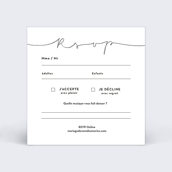 Carton Réponse Mariage Lettres Chic