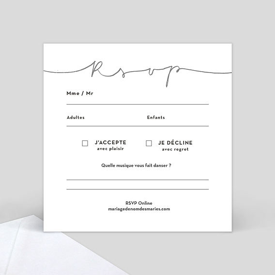 Carton réponse mariage Lettres Chic Verso