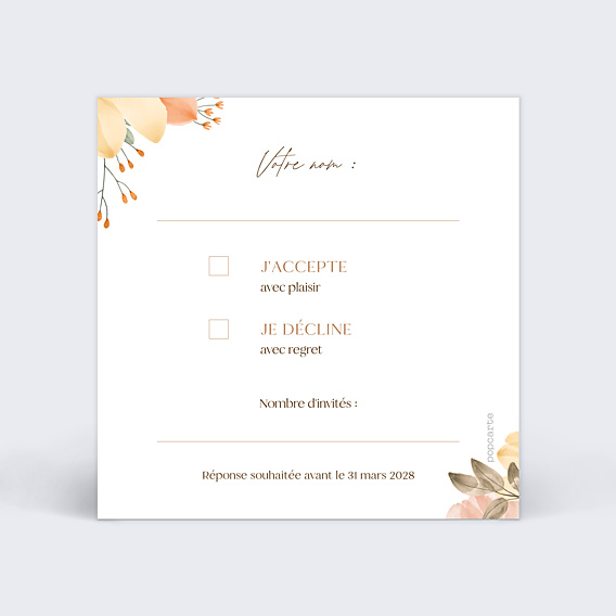 Carton Réponse Mariage Flower of Fall