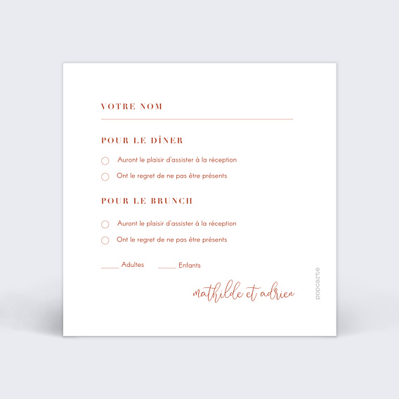 Carton réponse mariage Terracotta Flowers Verso