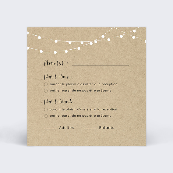 Carton réponse mariage Arbre Verso