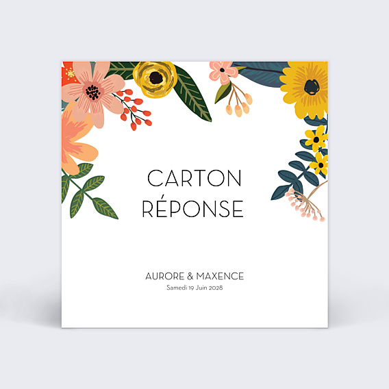 Carton Réponse Mariage Bouquet Printanier