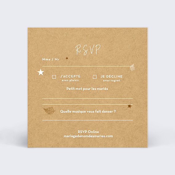Carton Réponse Mariage Tourbillon d'Étoiles