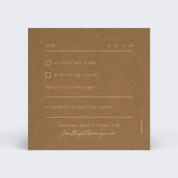 Carton Réponse Mariage Dentelle Kraft