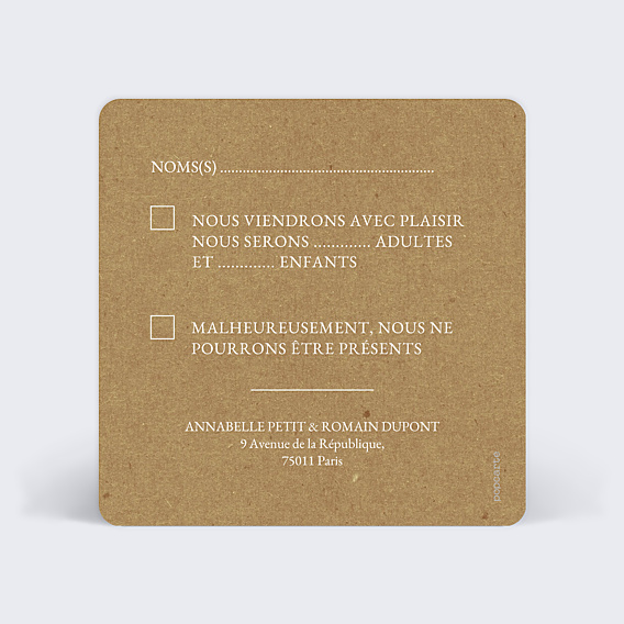 Carton Réponse Mariage Esquisse Bohème