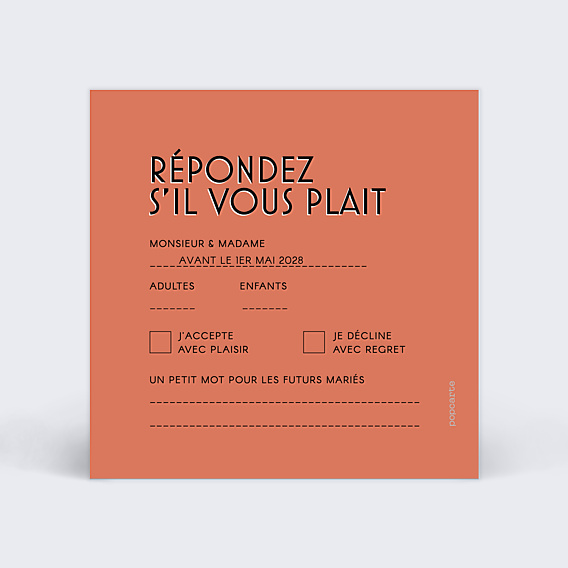 Carton Réponse Mariage Bold