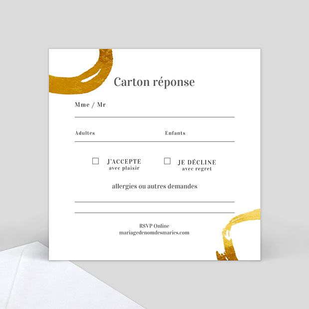 Carte Réponse de Mariage Alliance Verso