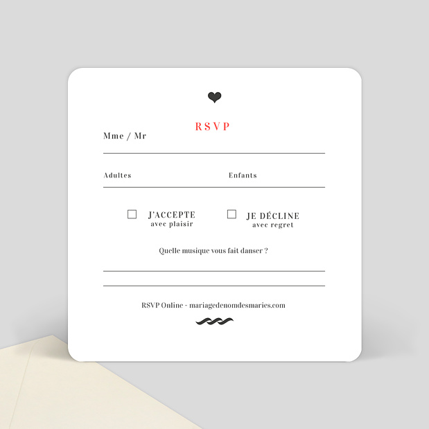 Carte Réponse de Mariage Gourmandise Verso