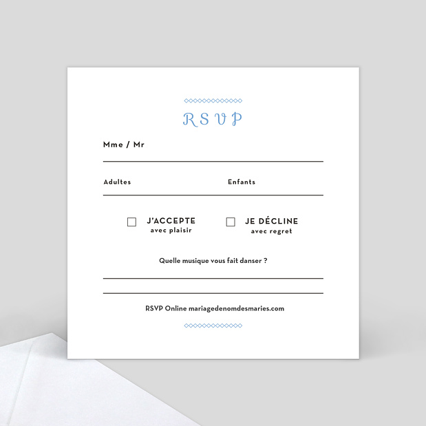 Carte Réponse de Mariage Instant Élégant Verso