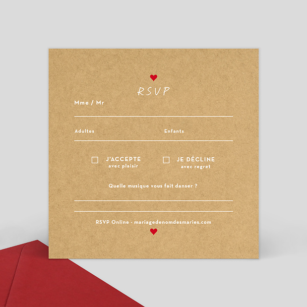 Carte Réponse de Mariage Papa & Maman Verso