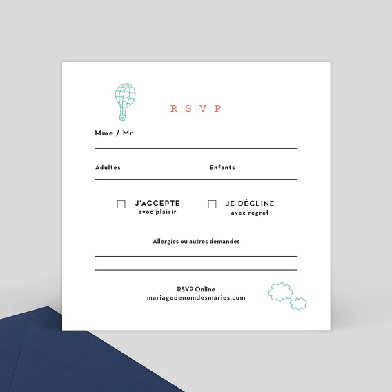 Carton réponse mariage Itinéraire Amoureux Verso
