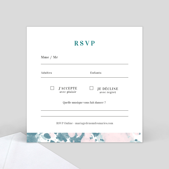 Carton réponse mariage Douceur estivale Verso