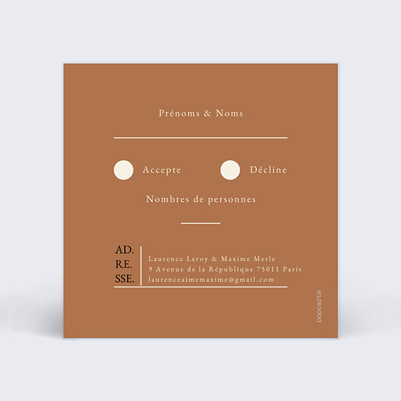 Carton réponse mariage Booklover Verso