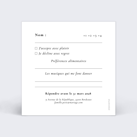 Carton Réponse Mariage Couronne Dentelle