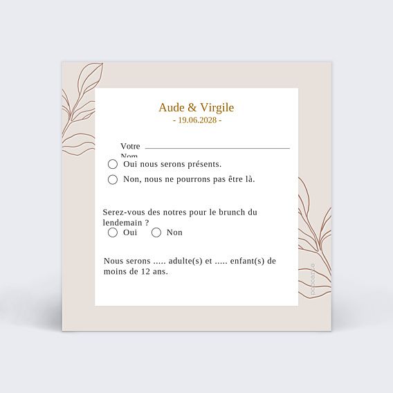Carton Réponse Mariage Boho