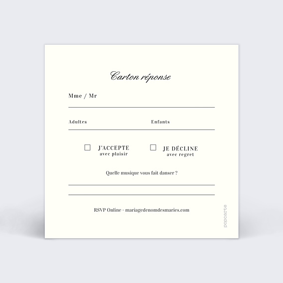 Carton Réponse Mariage Classique Beige