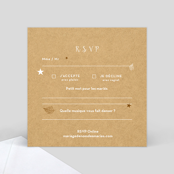 Carton réponse mariage Tourbillon d'Étoiles Verso