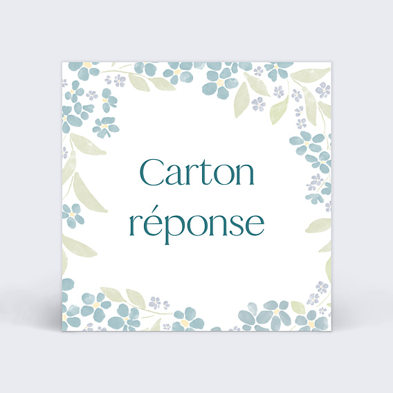 Carton Réponse Mariage Petites fleurs bleues