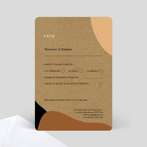 Carton réponse mariage Art Kraft Verso