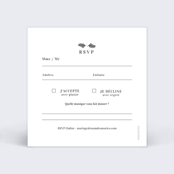 Carton réponse mariage Cinéma Verso