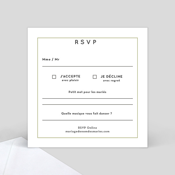 Carton réponse mariage Graphique Verso