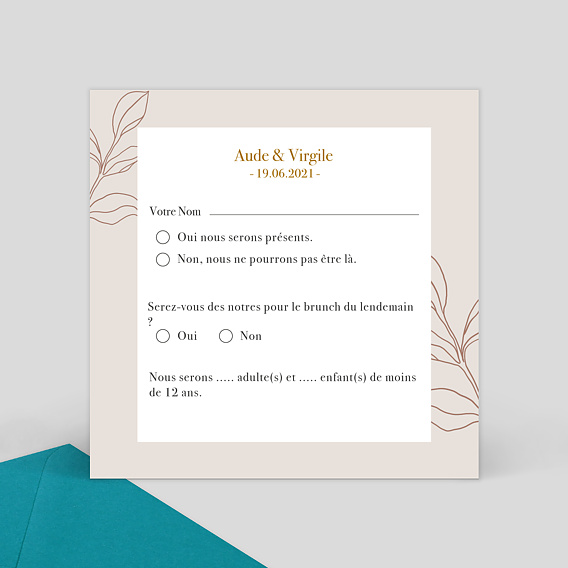 Carton Réponse Mariage Boho