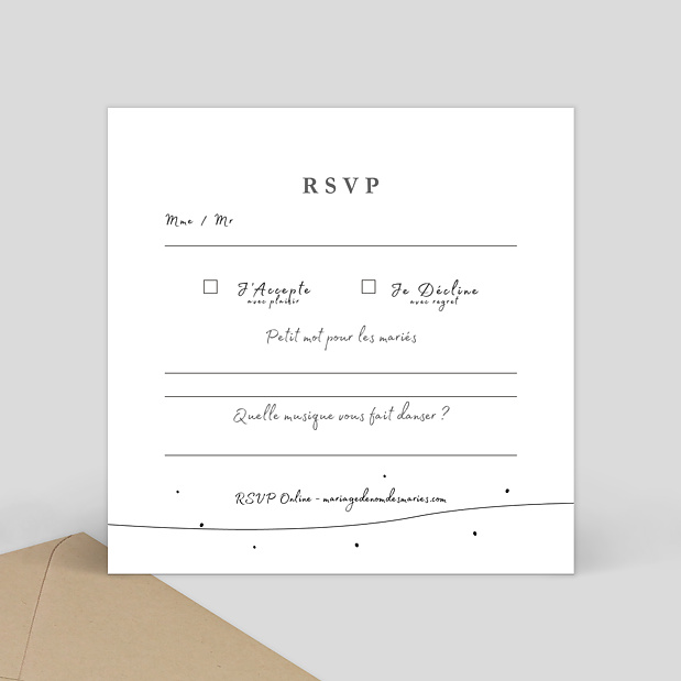 Carte Réponse de Mariage À Bicyclette Verso